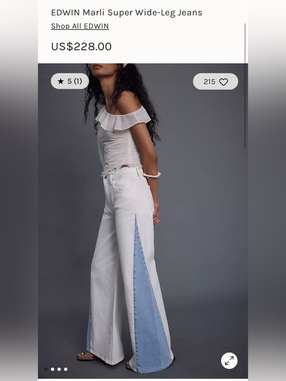 NWT Size 30 - EDWIN Marli Super Wide-Leg Jeans 99% Cotton (NWT US$ 228)